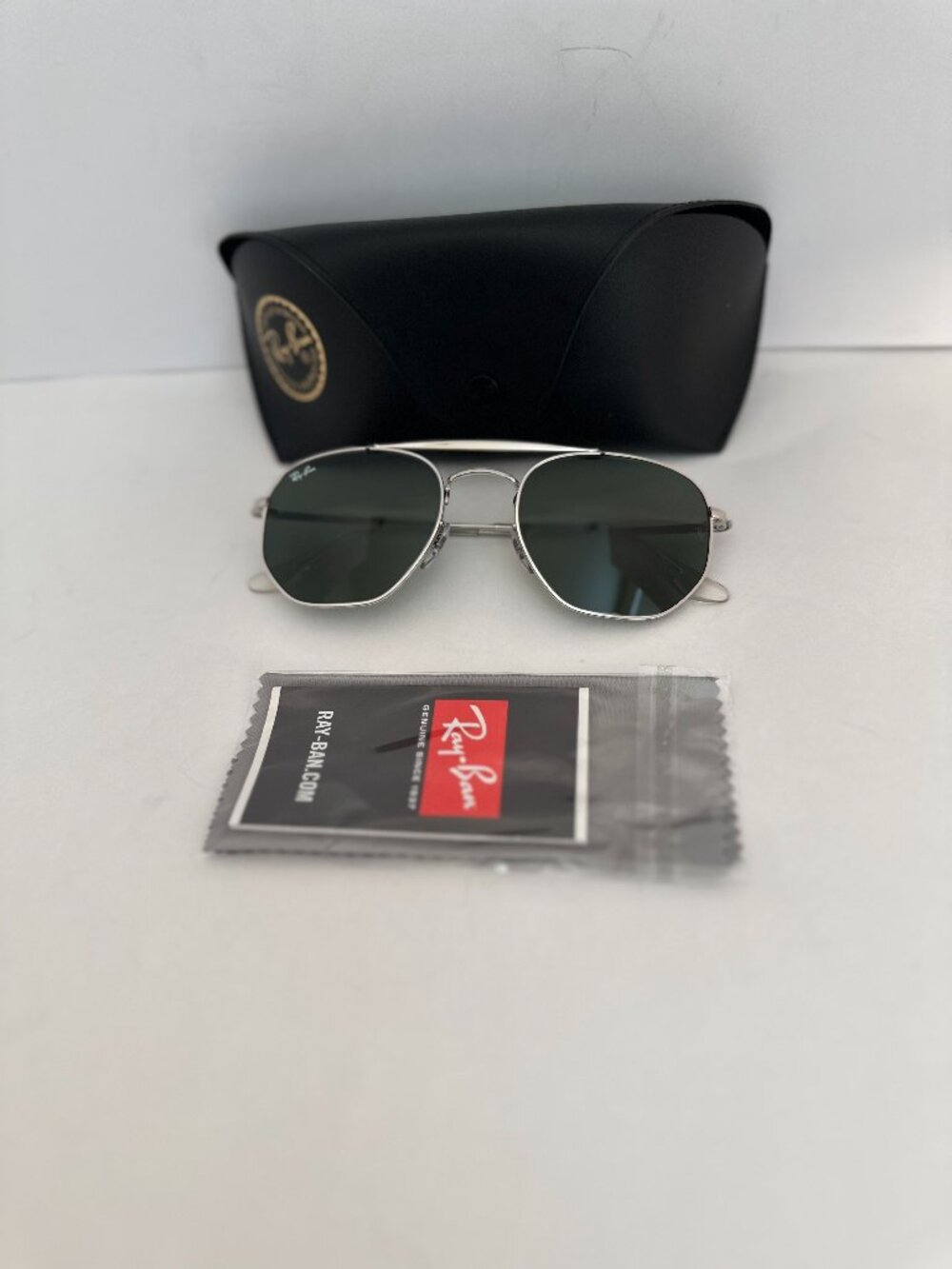 Ray-Ban Marshal Aviator Silver Metal Frame/Green Lens Sunglasses RB3648 54-21-14